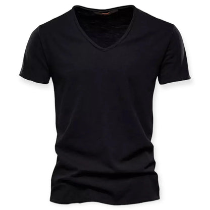 Patryk | T-shirt męski jesień  lekki przewiewny materiał z głębokim dekoltem V i nowoczesnym krojem