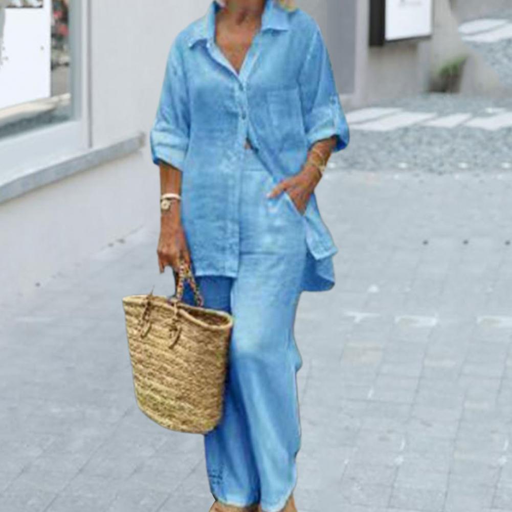 Klara - Komplet damski z bluzką i spodniami - Luźny krój dla casualowego stylu