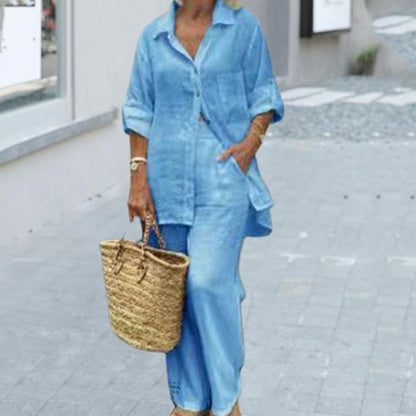 Klara - Komplet damski z bluzką i spodniami - Luźny krój dla casualowego stylu