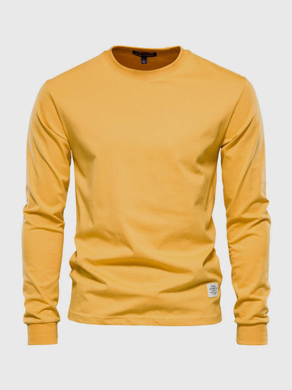 Grzegorz | Longsleeve męski jesień miękki i oddychający bawełniany z luźnym krojem
