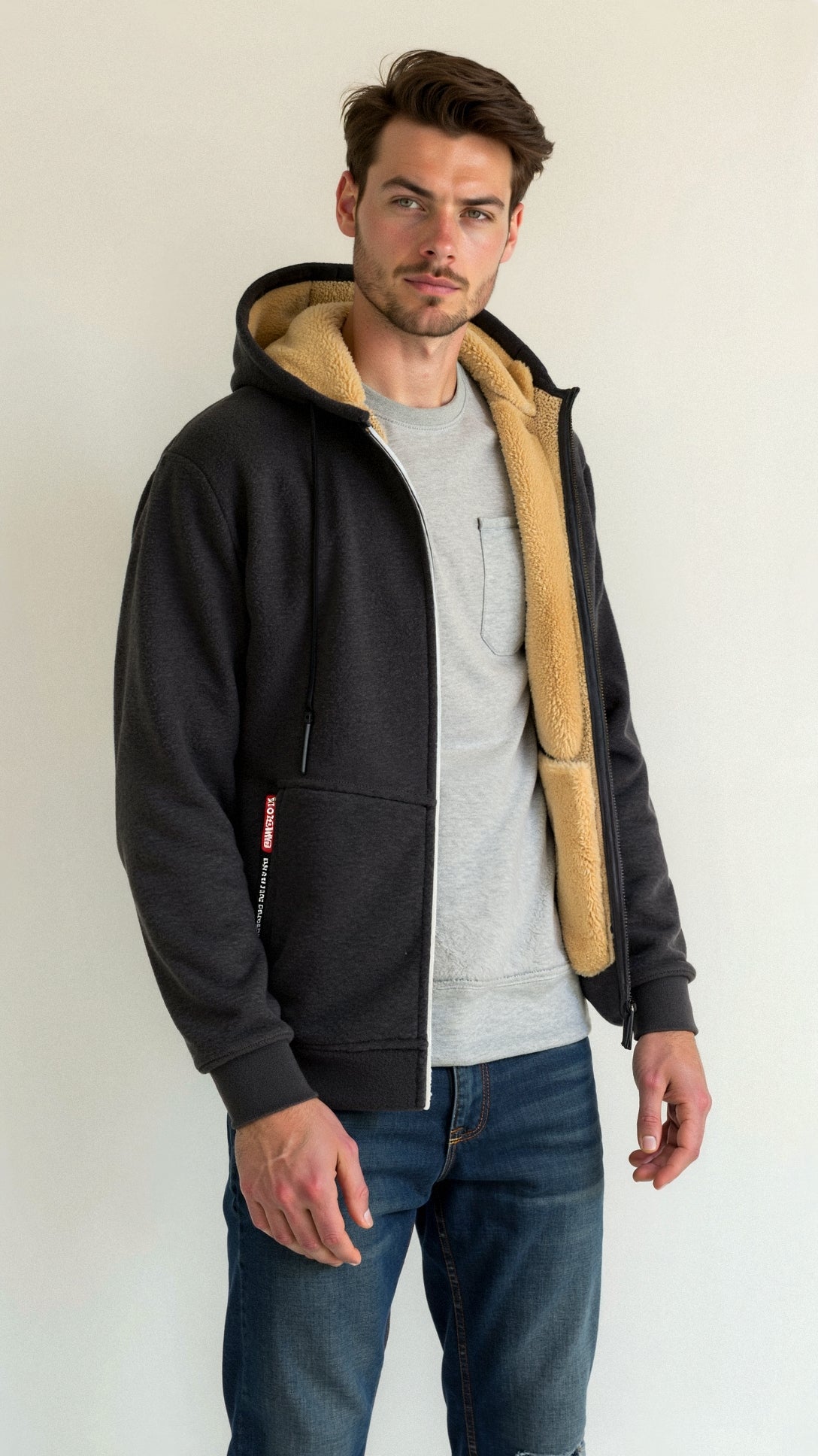 Théo | Bluza męska z kapturem ocieplana
