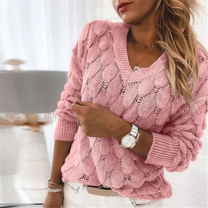 Urszula | Sweter damski z dekoltem w serek