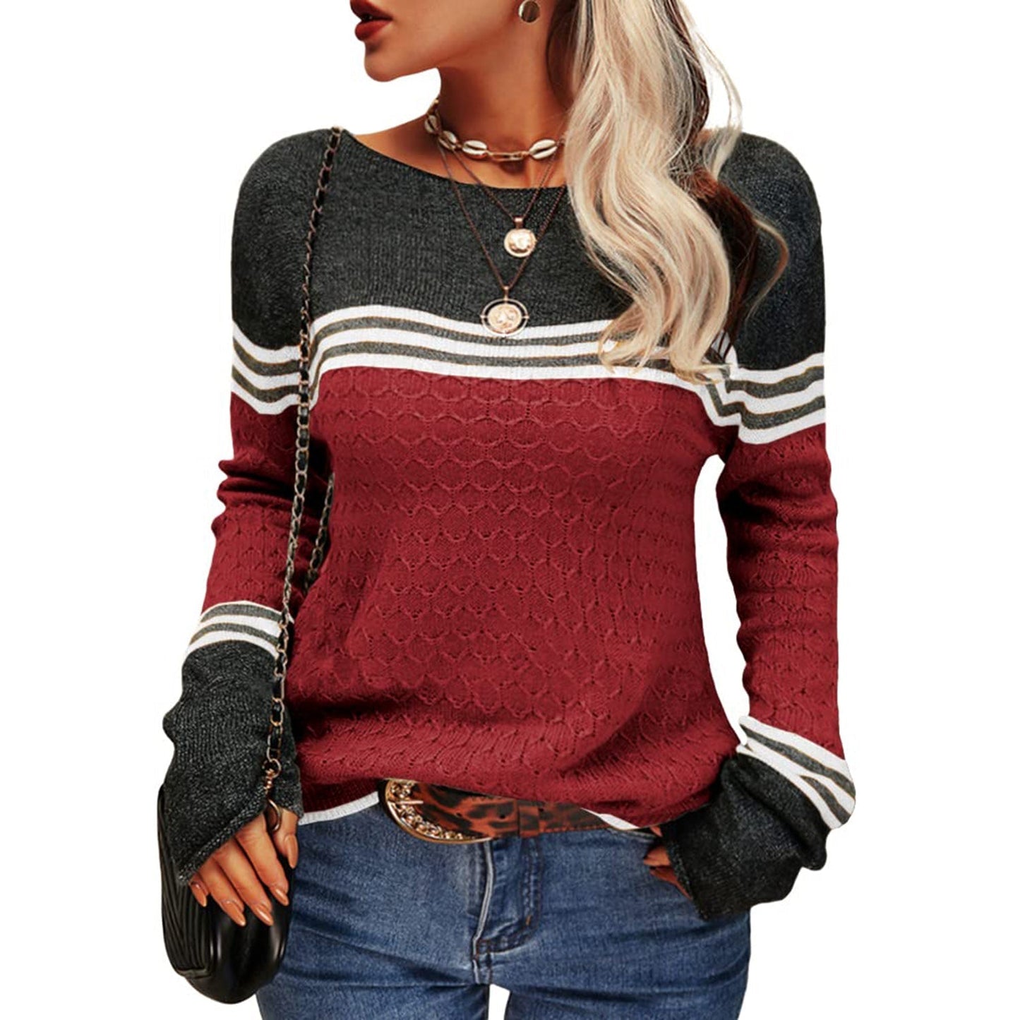 Agnieszka | Sweter damski w paski