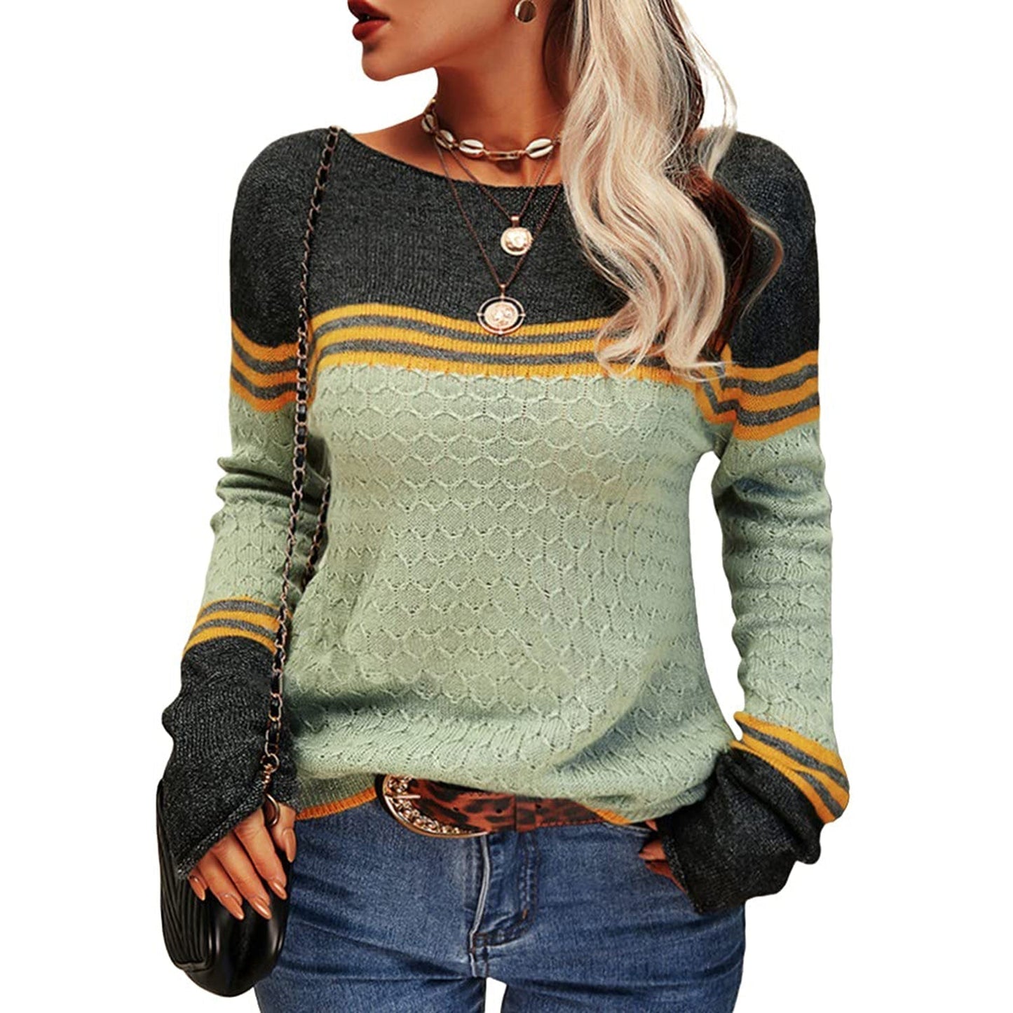 Agnieszka | Sweter damski w paski