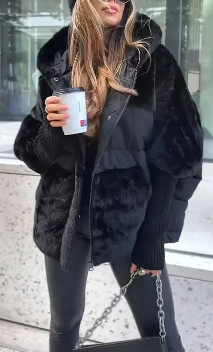 Amelia | Zimowa kurtka puchowa damska z futrzanym kołnierzem i dużym kapturem